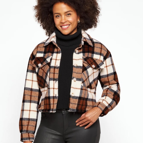 Blank NYC Plaid Cropped Shacket Shirt Jacket in All The Best Size Small - Picture 3 of 15
